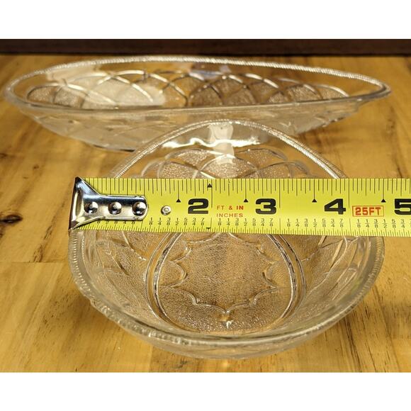 Vintage Retro Teardrop Glass Side Candy Relish Vegetable Dishes Clear Embossed - Picture 9 of 10